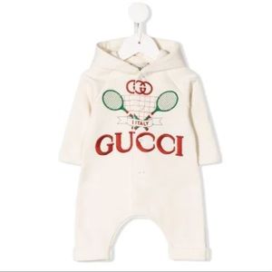 Gucci Baby Tennis Logo Hooded Romper